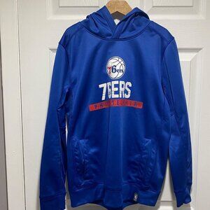 76ers Youth Blue Long Sleeve Tek Warm Pullover Hoodie Size L